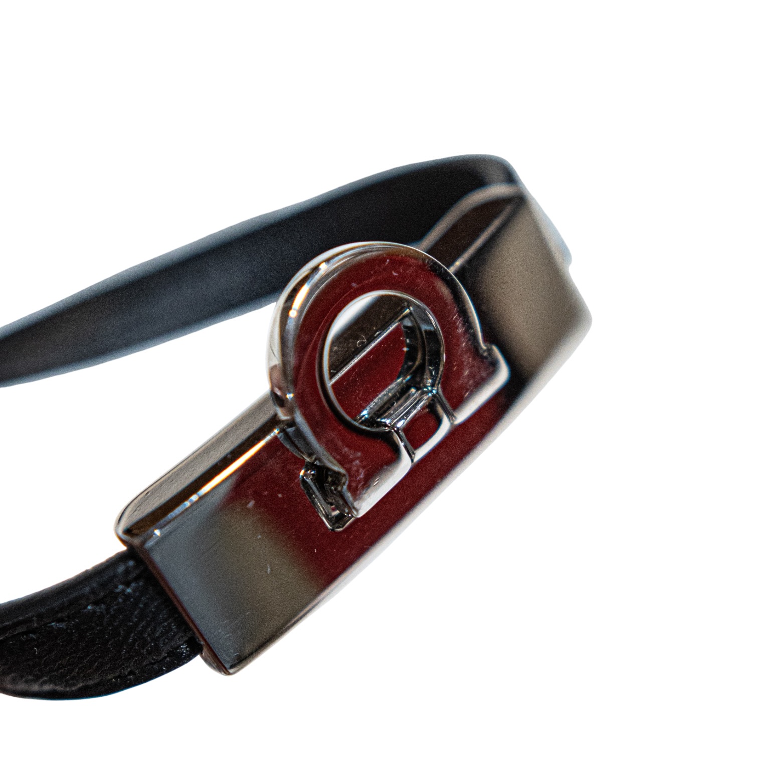 Brazalete Ferragamo Gancini "Leather Link" Unitalla - Imagen 2