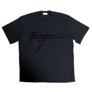Playera Ferragamo "Script Signature" Black Luxury Tee
