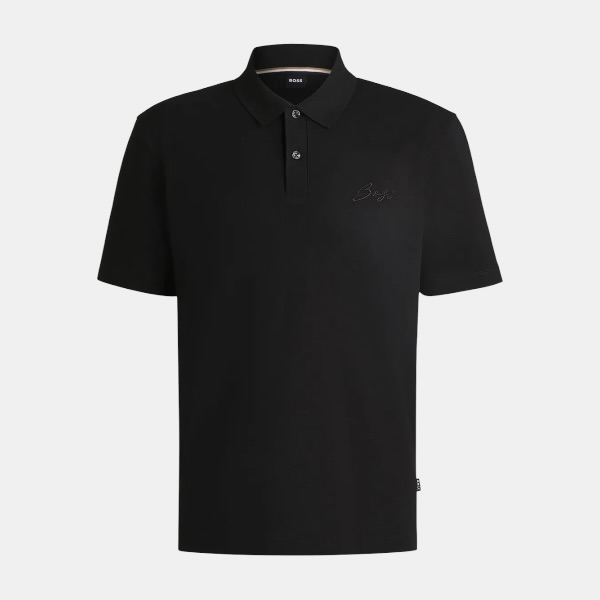 Polo BOSS Tonal Script Logo – Sleek Black Edition - Imagen 4