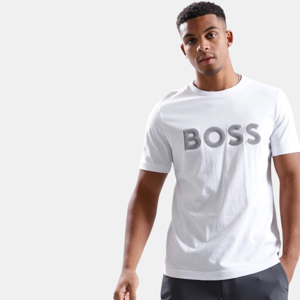 Playera BOSS Mesh Logo – All White Edition