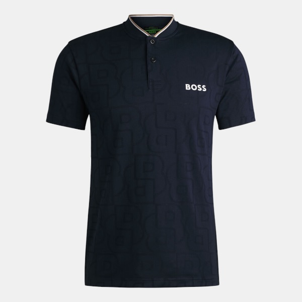 Polo BOSS Mandarin Collar – Navy Monogram Edition - Imagen 3