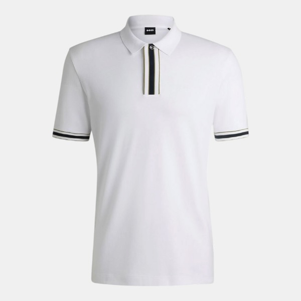 Polo BOSS Striped Placket – All White Collection - Imagen 5