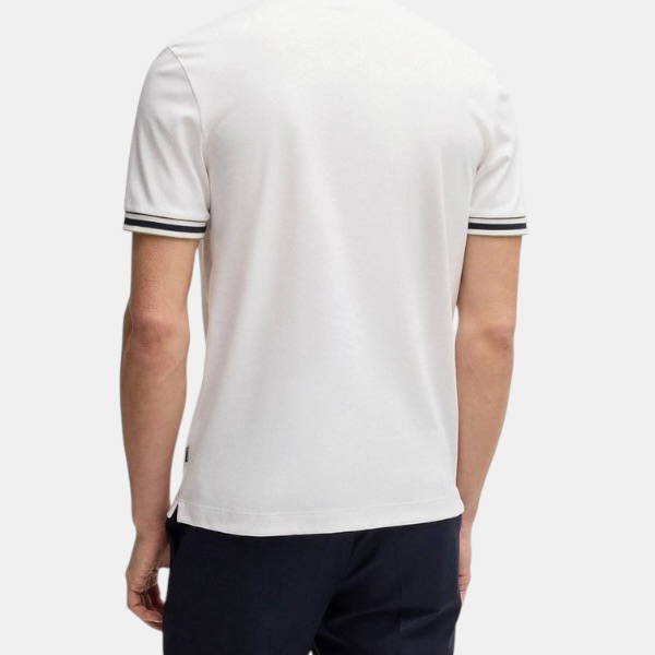 Polo BOSS Striped Placket – All White Collection - Imagen 4