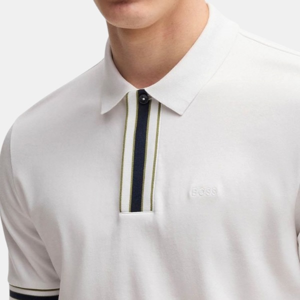 Polo BOSS Striped Placket – All White Collection - Imagen 3
