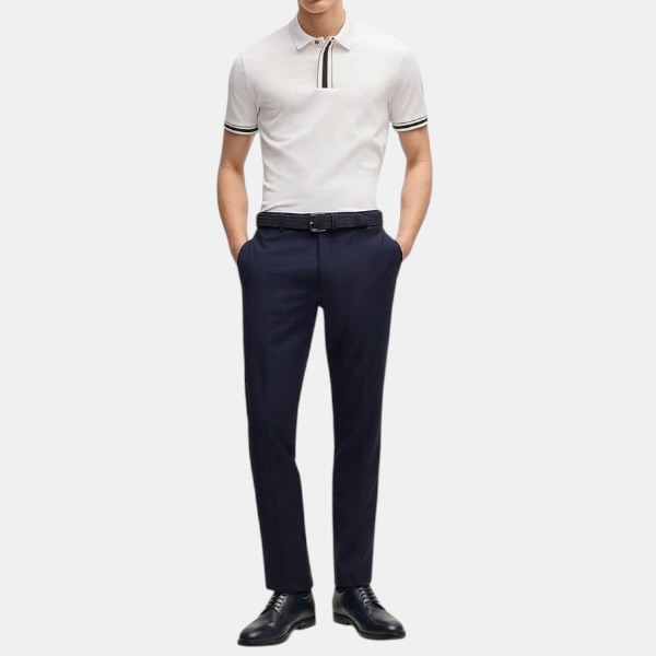 Polo BOSS Striped Placket – All White Collection - Imagen 2