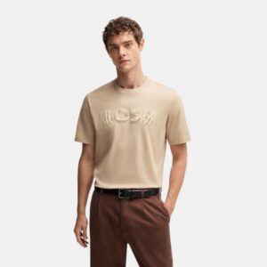 Playera BOSS Tonal Embossed Logo - Beige Esencial