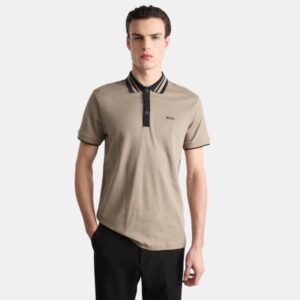Polo BOSS Cuello de Rayas - Beige Premium