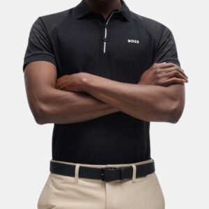 Polo BOSS Cuello de Rayas - Negro Premium
