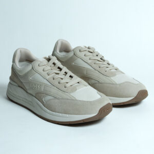 Tenis Boss Aiden Runnlt en mezcla de gamuza y malla beige